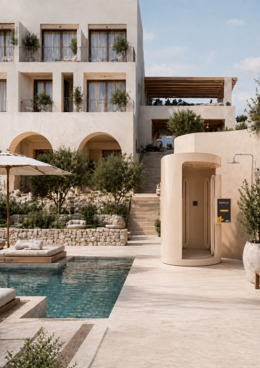 SunKiss Booth integrated into the architecture of a resort
